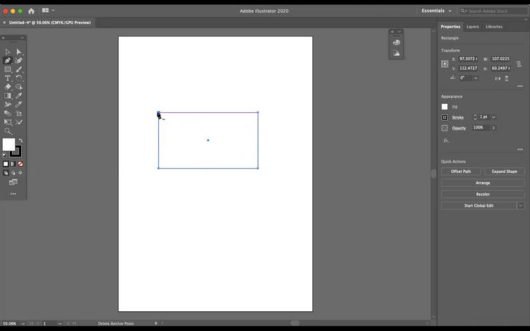 Adobe Illustrator 删除矩形锚点以制作完美的三角形