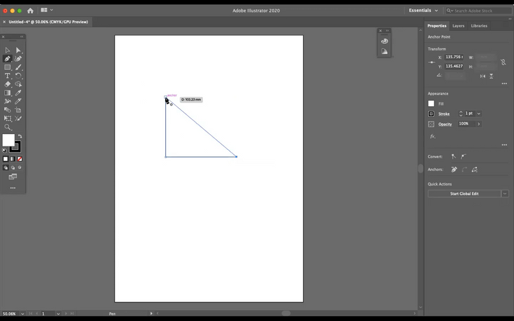 Adobe Illustrator 使用钢笔工具绘制三角形