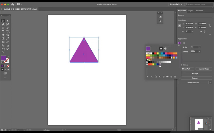 Adobe Illustrator 使用颜色填充制作实心三角形