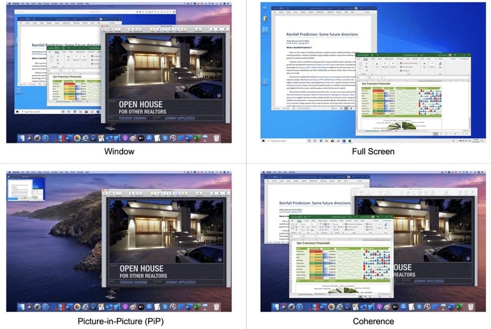 Parallels Desktop 15 四种窗口模式