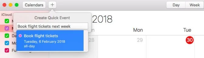 mac创建快速事件日历