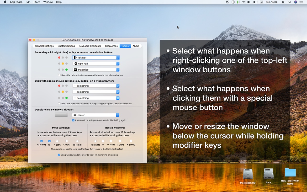 适用于macOS的Bettersnaptool可定制的窗口管理应用程序