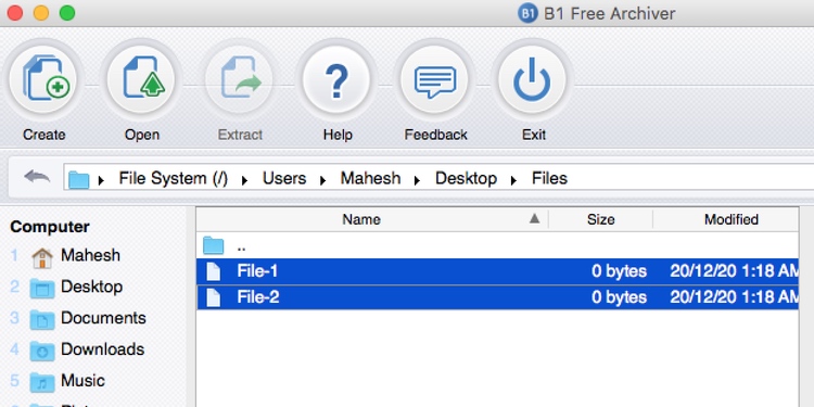 在Mac上使用应用程序压缩文件