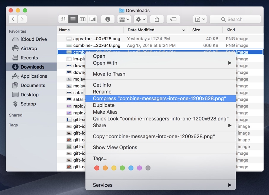 使用 macOS 存档实用程序压缩文件