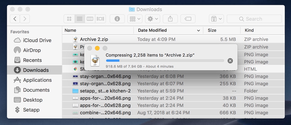 将文件压缩为 zip 存档