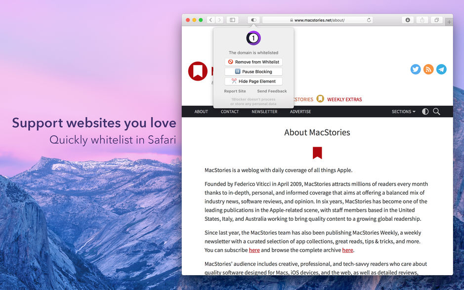 1Blocker for Mac v1.4.8 广告拦截工具 破解版下载