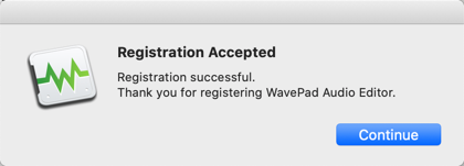 WavePad for Mac 激活完成