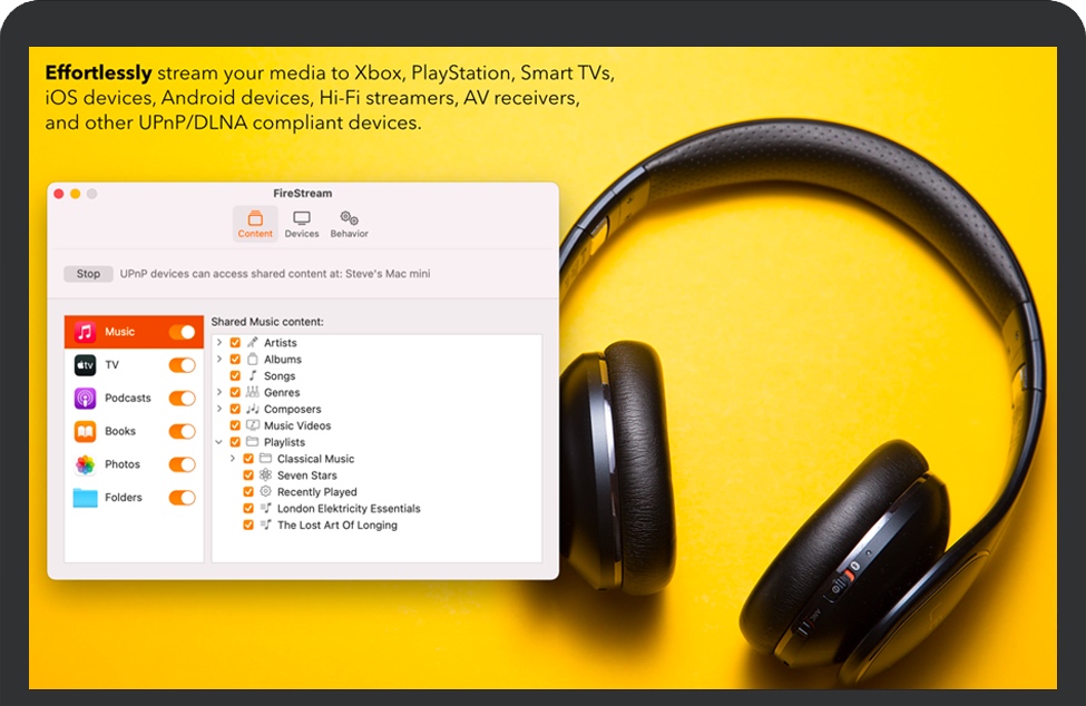 FireStream for Mac 苹果UPnP/DLNA媒体服务器 破解版免费下载